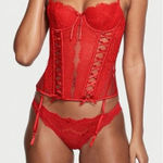 Victoria's Secret Victoria’s Secret Dream Angels Wicked Unlined Lace Push-up Corset Bra Small Red Photo 0