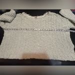 Free People  Women's Oversized Frayed Knit Sweater - Light Mint Green size Medium Photo 4