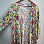 LuLaRoe  Duster Cardigan Large Long Sleeve Floral Print Long Linen Blend‎ Womens Photo 2