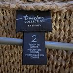 Chico's Travelers Open Front Long Line Cardigan Fringe Peach Metallic Size L (2) Orange Size L Photo 5