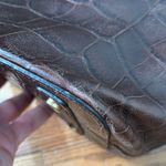 Massimo Dutti  Cinch Closure Leather Shoulder Bag‎ Crocodile Texture Brown Photo 7