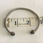 Cable classic Modern Twist Cuff Bracelet Silver tone Black Onyx End Adornment Photo 3