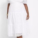 Lane Bryant  Eyelet Dress‎ 20 White Lined Tiered Puff Sleeve Boho Beachy Feminine Photo 11