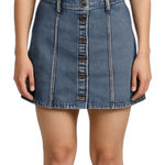 Forever 21 Denim Skirt Mini Jean Straight Medium Wash Button Down Blue Small Photo 0