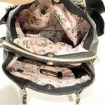 Betsey Johnson  Black Striped Big Sequin Bow Multi Pocket Handbag Photo 2