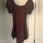 Free People Dark Brown Button-Front Romper With Adjustable Waist Photo 4