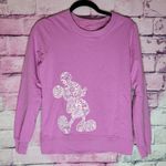 Disney  PARKS LAVENDER LACE MICKEY OUTLINE DECAL BUTTON BACK SWEATSHIRT S Photo 0
