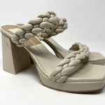 Dolce Vita Ivory Ashby Platform Braided Faux Leather Sandal Block Heels 9.5 White Photo 2