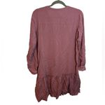 Eyeshadow Mauve Button Front Ruffle Hem Shirt Dress Photo 1