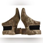 Madewell  walker chelsea Velvet slip on Ankle block heeled Boots silver bootie 7 Photo 5