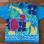 Lauren Hansen Vintage 80s floral Sweater in blue, yellow, green size large Blue Photo 10