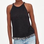 ZARA Trafaluc black tweed halter top with fringe hem women's size small Photo 0