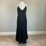 Aidan Mattox Satin Cut Out High Low Sleeveless Midi Cocktail Dress Black Size 16 Photo 1