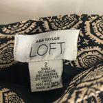 Loft Ann Taylor Pencil Skirt Belted Geometric Lined Beige Black Size 2 Photo 3