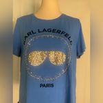 Karl Lagerfeld  Paris Blue Rhinestone Sunglasses Graphic Tee Women’s Size Large Photo 1