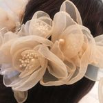 Bridal Wedding Prom Birthday Cream Large Chiffon Floral Hairpins Headpiece Photo 5