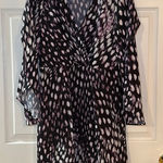 Jennifer Lopez Flutter Sleeve Cross Purple Black Front Dress Size 8 Photo 0