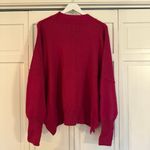 Zenana ribbed fuschia mock neck exposed seam oversized sweater XL Photo 4