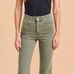 La Ligne Meredith High Rise Cropped Flare Jean Eloise Sage Green Womens Size 26 Photo 0
