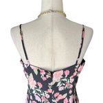 Lulu’s black floral print satin midi dress with side slit Size M Photo 9