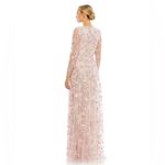 Mac Duggal Pink Floral long Skeeve Lace Applique Deep V Neck ALine Gown Size 14 Photo 4