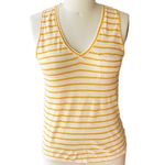 Madewell Yellow & White Stripe Cotton Whisper Pocket Tank Top ~ Women's SMALL Photo 2
