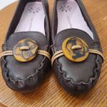Isaac Mizrahi  Brown Loafers Tortoise Shell Button Size 6.5 Brown Preppy Shoes Photo 3
