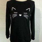 Beyove Black Cat Face Sweatshirt Photo 0