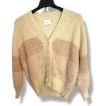 Lush Clothing NWT LUSH Striped Fuzzy Knit Cardigan Blush Tones Button-Up Sweater Womens Size S Photo 4