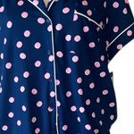 Kate Spade NWT  Short Sleeve Notch Collar Cropped Pajama Set Navy Pink Large Photo 4