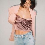 ZARA NWT Satin Bandeau Mauve Strapless Crop Top Size Medium Photo 9