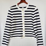 J.Crew Factory Striped Cotton Lady Jacket Cardigan Sweater Blue Size M Photo 4