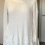 Orange Creek Ivory Waffle Lace Knit Top-Like New Photo 0