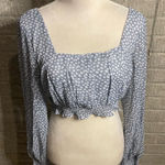 NWT Petal And Pup Tiela Blue Floral Smocked Crop Top Blouse Size 6 Photo 0