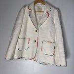 Kate Spade ‎ blossom trim tweed jacket White/ivory Gold Button Blazer 4 Photo 0