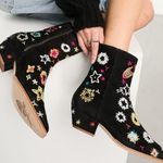 Free People  Bowers Embroidered Ankle Boots Black Suede Size 38.5 Photo 1