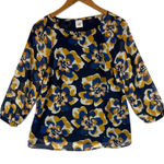 CAbi Lydia Floral Print 3/4 Sleeve Blouse Top Navy Blue Women's Small 3426 Photo 0