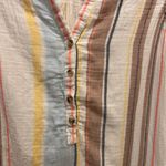 Time and Tru Womens Cotton Gauze Striped Sleeveless Collared Button Up Shirt L White Size L Photo 1
