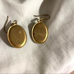 Green speckled faux stone gold tone fish hook earrings Photo 8