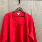 Talbots Womens Sweater Jacket Cardigan Red Open Front Red Fringe Plus Size 3X Photo 2