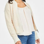 On 34th Boucle Double Zip Up Long Sleeve Cozy Bomber Jacket Cream Ivory XS Photo 0