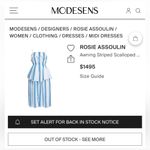 NWOT Rosie Assoulin Awning Striped Scallaped Peplum Midi Dress Size 2/XS Blue Photo 5