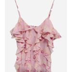 Preppy, Coquette, Feminine Lined Maxi Frilly Tank Dress Pink Floral Size Medium Photo 1