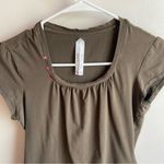 Lole  Army Green Scoop Neck Short Sleeve Shirt Photo 4