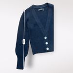 Stella + Lorenzo Black Ribbed Cardigan Sweater with‎ Jewel Buttons Size L Size L Photo 6