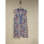 Lilly Pulitzer Larsen Dress Womens Medium Blue Pink Sailboat Floral Sleeveless Photo 1