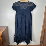 Free People NEW  Bring The Romance Navy Blue Midi Maxi Dress Handkerchief Hem Med Photo 5