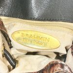 Brahmin  Vintage Black Soft Leather Brown Trim Shoulder Bag Photo 3