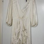 NEW! BCBG MaxAzria Women's Dotted Satin Ruched off white v-Neck Mini Dress $318 Photo 1