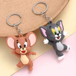 2pcs Cartoon Cat/Mouse Keychain Cute Animal Key Chain‎ Purse Bag Backpack Car Gray Photo 0